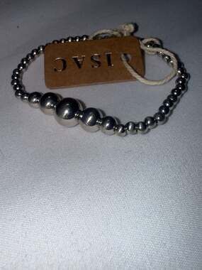 Isac Silver-Tone Graduated Bead Stretch Bracelet
